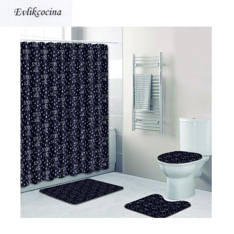 

Free Shipping 4Pcs Stars Letters Banyo Paspas Bathroom Carpet Toilet Bath Mat Set Non Slip Pad Tapis Salle De Bain Alfombra Bano