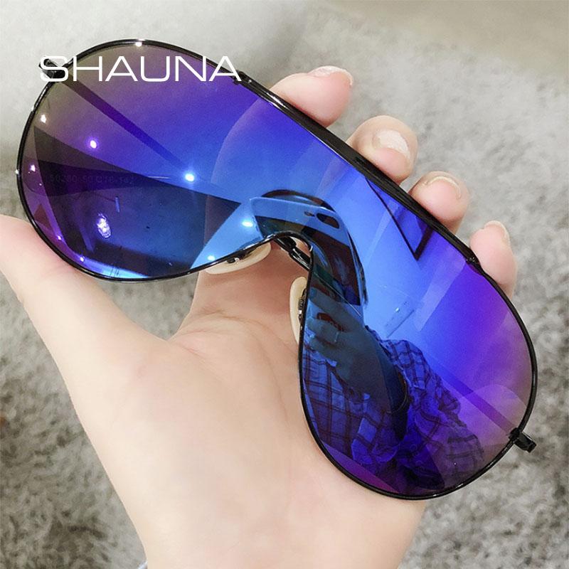 

SHAUNA Brand Designer Fashion Pilot Sunglasses One-Piece Lens Goggle Shades UV400