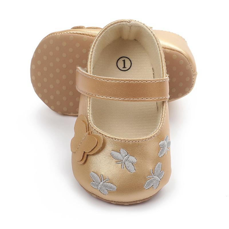 

Fashion Newborn Baby Prewalker PU Soft Bottom Anti-slip Shoes Footwear Classic Princess Girl Crib Mary Jane Butterfly Shoes