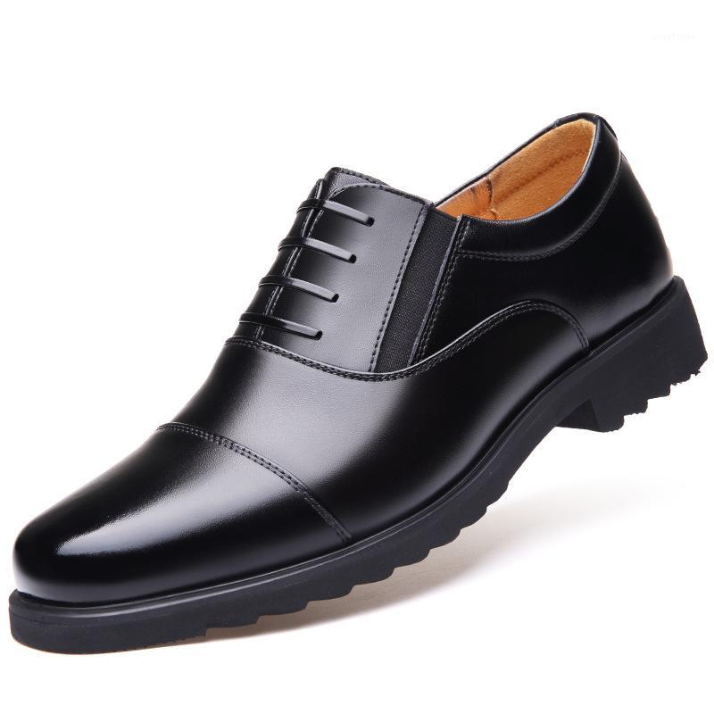 

Simple and classic absorption wear-resistant anti-slip three joint men's leather shoes officer style leather shoes men1, Black