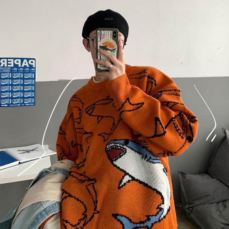 

Sweater men's loose Korean style trend thickened knitwear, Green