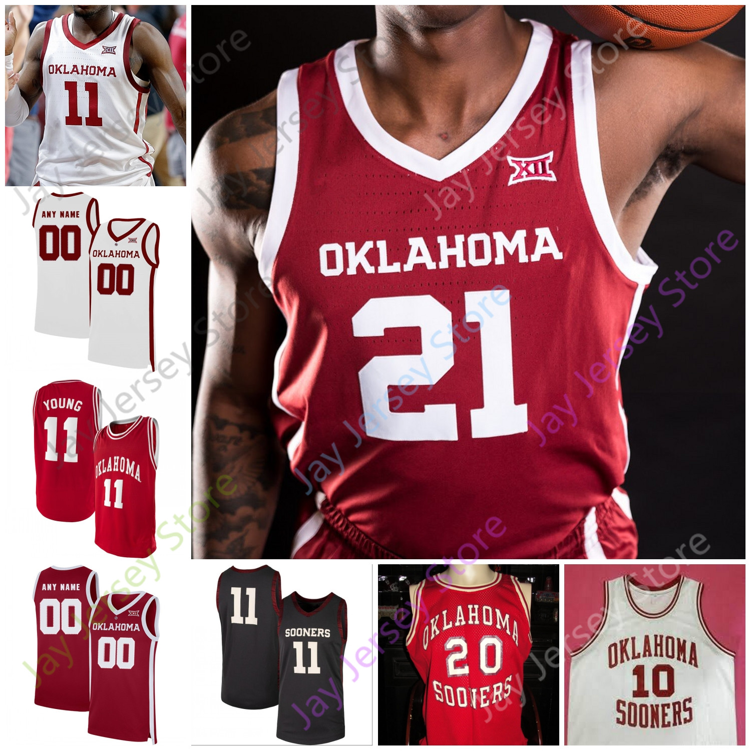 

Oklahoma Sooners Basketball Jersey NCAA College Austin Reaves Kristian Doolittle Brady Manek De'Vion Harmon Jamal Bieniemy Williams Young, Red 2019