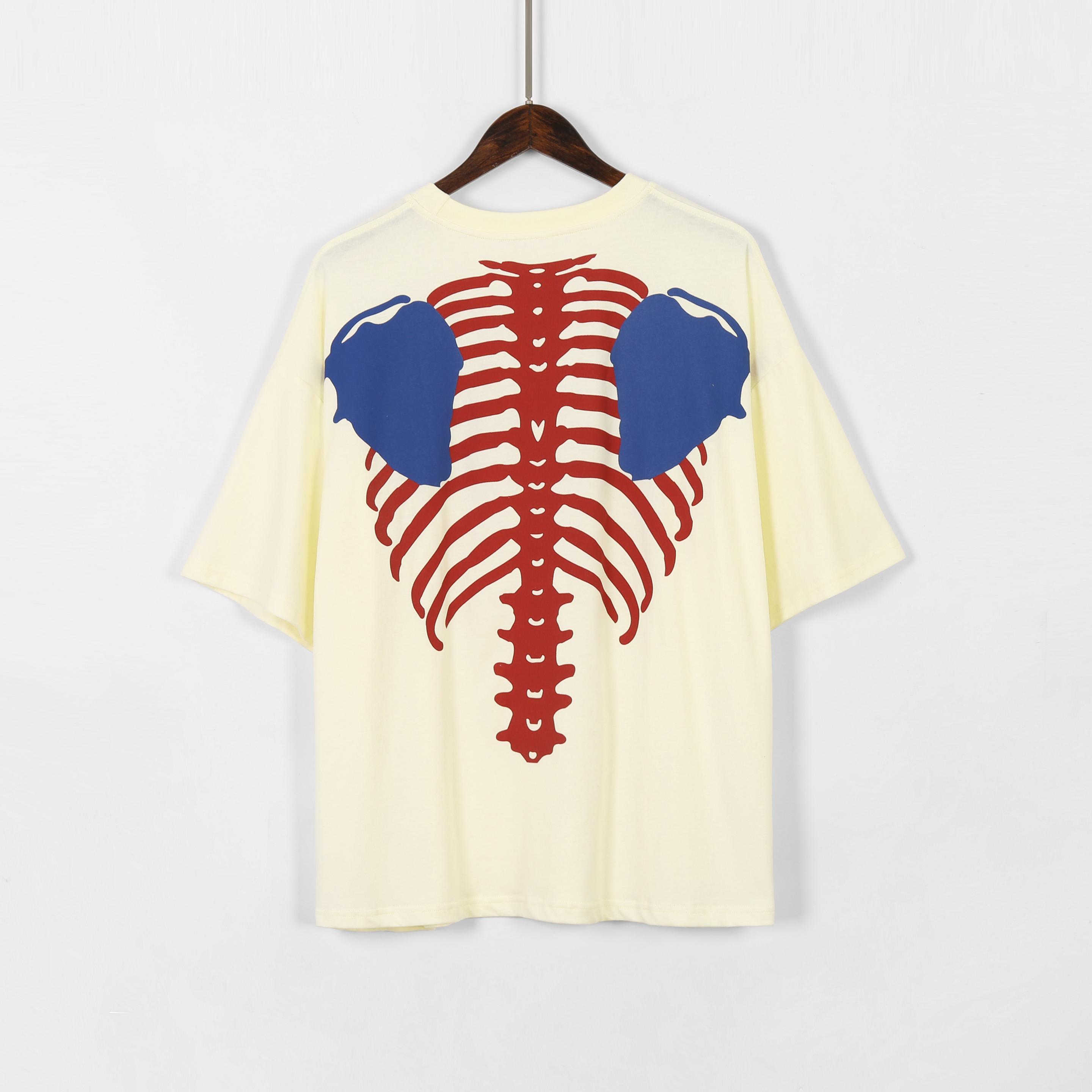 

20ss KAPITAL T Shirt Oversize skeleton print kapital top tees Men Women streetwear Hip hop knaye west KAPITAL T shirt X1214, White;black
