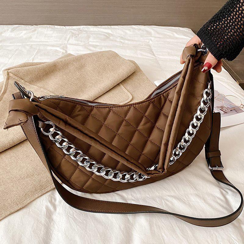 

Leopard Pattern Thick Chain Handbags Shoulder Bags For Women 2021 New Nylon Crossbody Bag Female Casual Ladies Top-Handle Bags, Zebra pattern