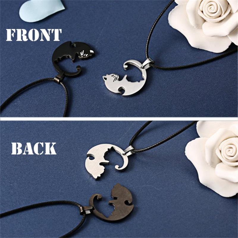 

Fashion Jewelry Women Necklace Couple Necklace Black And White Cat Animal Pendant Titanium Steel Luxury Chokers 2020