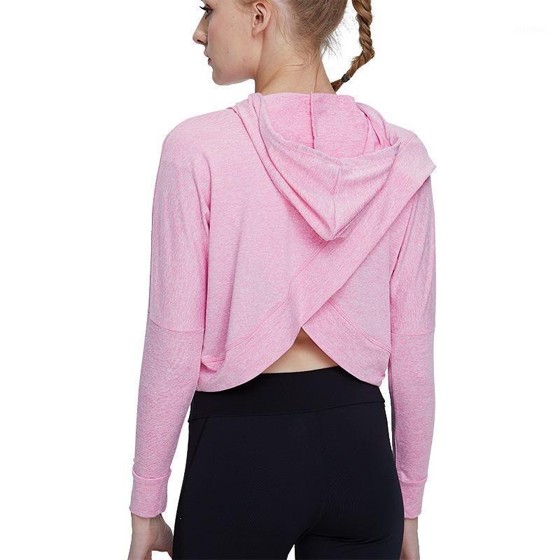 

Hooded Head Solid Color Shorts Sports Belly Button Top Breathable Workout Running Long Sleeve Training Comfortable Loose1, Black