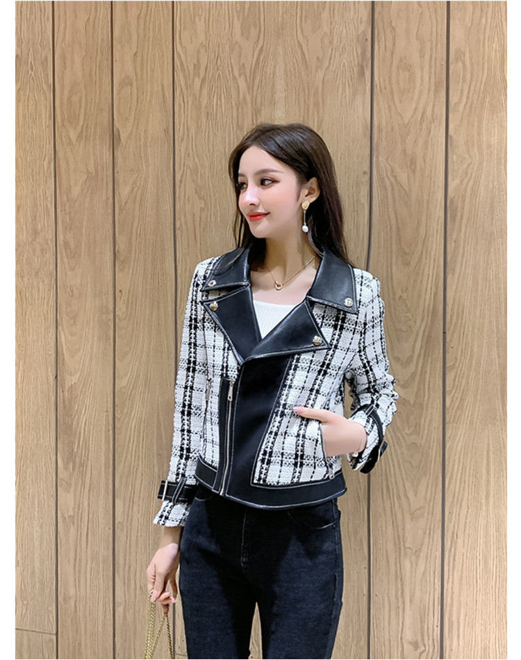 

2021 New Wild Xian Xiangfeng Was Thin Tweed Couture Plutonium Leather of Beautiful Korean Women Motorcycle Female Tide Jacket NTHB, White.