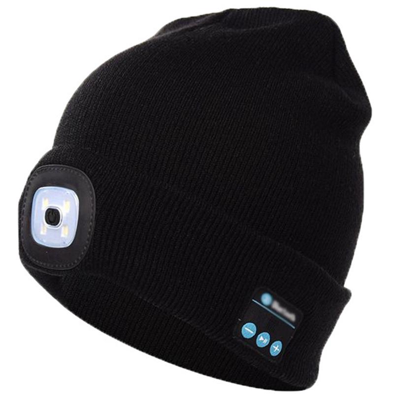 

Fashion Warm Beanie Bluetooth LED Hat Wireless Cap Headset Headphone Speaker, Bk