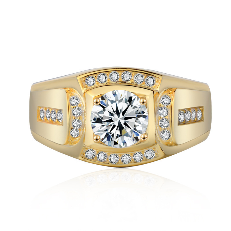 

Explosive Accessories Ring Domineering Business Men Imitation Gold Ring Hot Sale 18k White Gold Plated Diamond Ring Supply