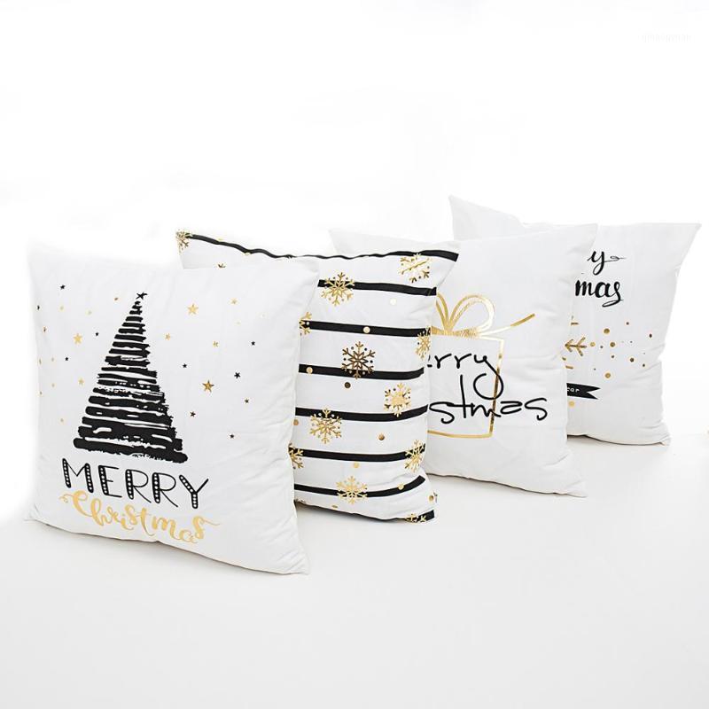 

Luanqi Xmas Pillowcase 45x45 cm Christmas Bronzing Cushion Cover Soft Cotton Polyester Cushion Cover Home Decor New Year 20201, 129-04