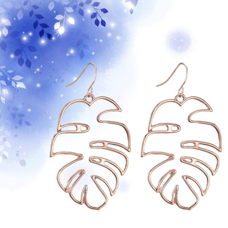 

Bohemian Hollow Monstera Leaf Dangle Drop Earrings Tropical Plant Leaves Brincos Statement Holiday Jewelry Party Gifts