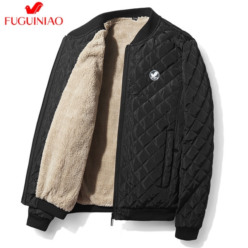 

Men Parka Cotton Winter Plus Velvet Thick Jacket Mens Warm Coat Male Baseball Collar Zipper Casual Coats Down Parkas 4XL 201201, 829green