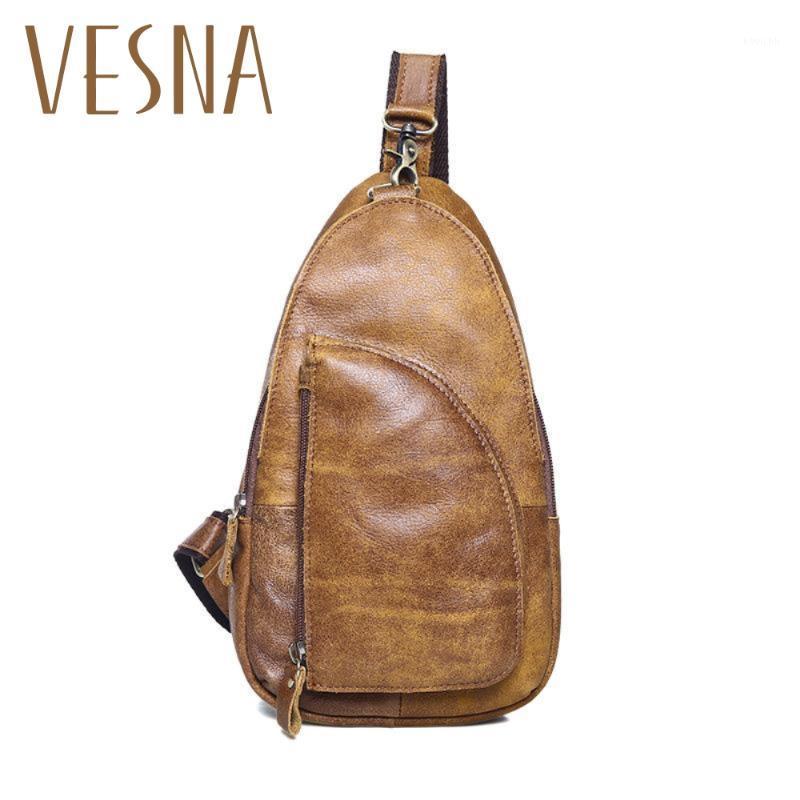 

Factory Direct Wholesale 2020 New Casual Fashion Men's Leather Chest Top Layer Leather Diagonal Tidal Tide Bag1, Brown