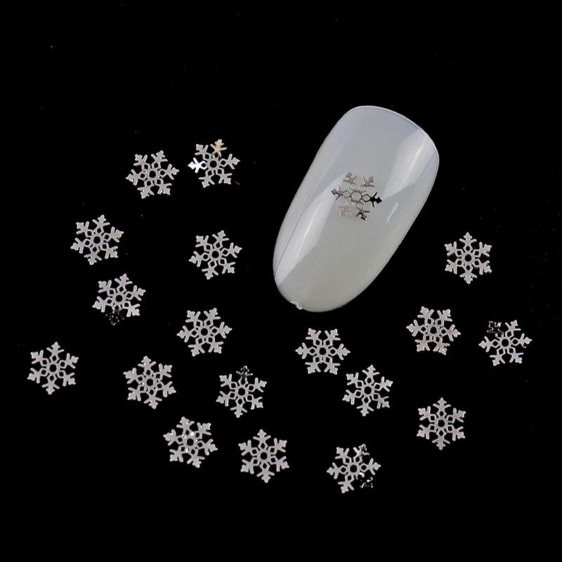 

100Pcs Christmas Nai ART Decals Ultra-thin Flakes 5mm Metallic Nail Art Rivet Accessories Tips Snowflake 3D Nail Decorations