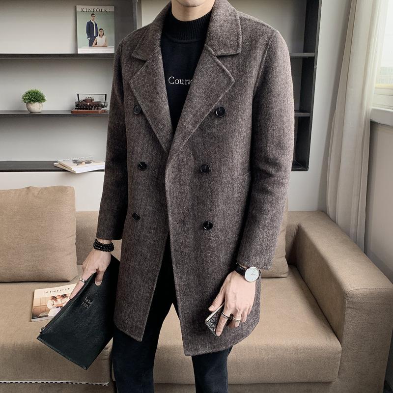 

70% wool qiu dong han edition cultivate morality men's double cashmere coat in double teamed windbreaker youth fashion, Dark grey