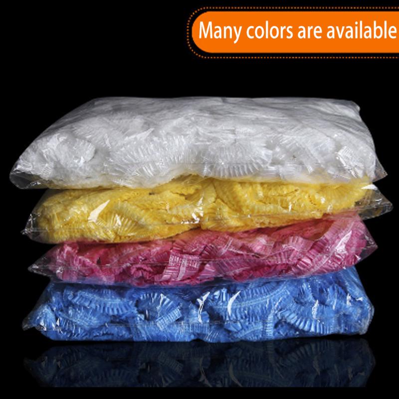

100PCS Thicken Disposable Shower Cap Female Waterproof And Oily Fume Adult Bath Shower Hat Hood Baked Oil Cap Kitchen Hair Hat