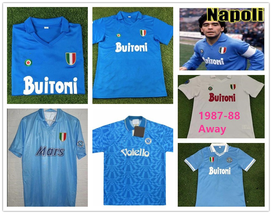 

Maradona Retro classic 1986 1987 1988 1989 1991 1992 1993 Napoli soccer jersey 87/88/89 91/93 MARADONA football Sports shirtS-2XL, 1986-87