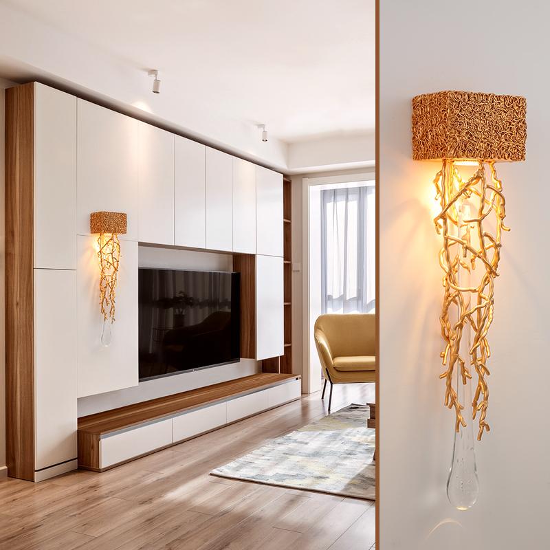 

Postmodern wall lamp designer new crystal pendant wall lamp living room bedroom dining room background