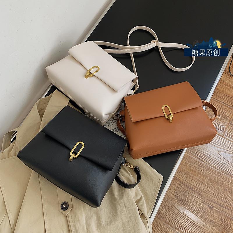 

Elegant Female Square Crossbody Bag 2021 New High-quality PU Leather Women's Designer Handbag Solid color Shoulder Messenger Bag, Beige