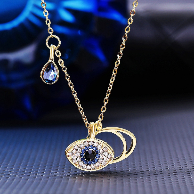 

Luxury Brand Gold Plating Blue Evil Eye Pendant Necklace for Women Gift Wholesale