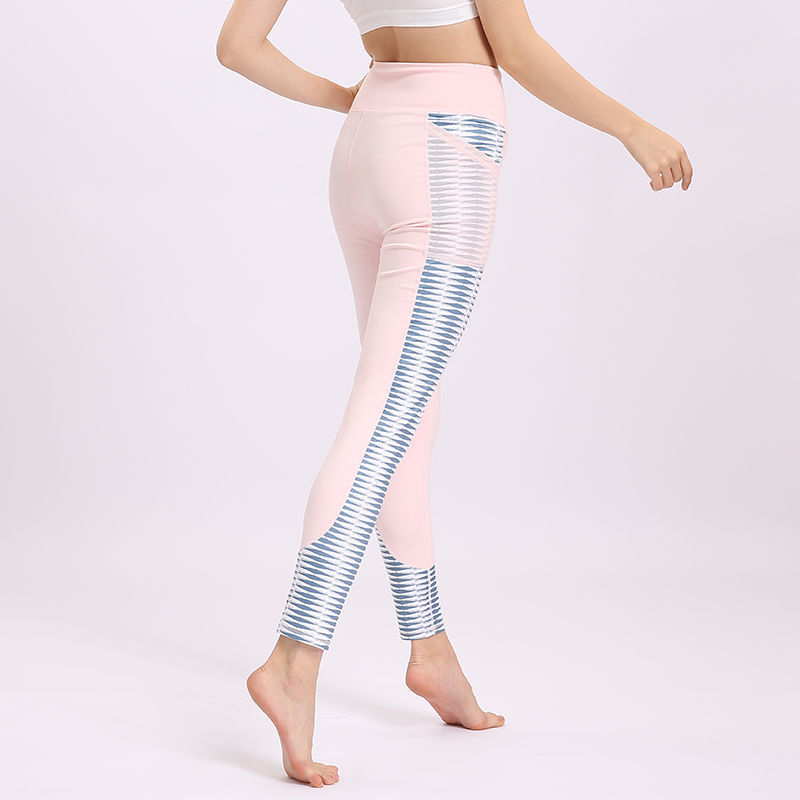 

20 Peach high waist hip-lifting sports fitness side double pocket printed yoga pants women' hip-lifting fitness pants, Black
