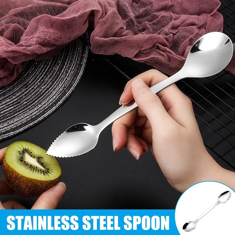 

Stainless Steel Grapefruit Scraper Spoon Serrated Sawtooth Edges Long Handle Kitchen TP899