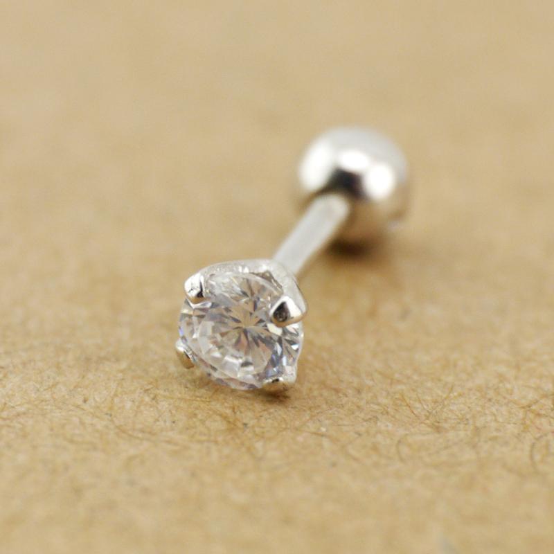 

Stud 925 Sterling Silver CZ Cartilage Bar Tragus Piercing Earring Jewelry A1572