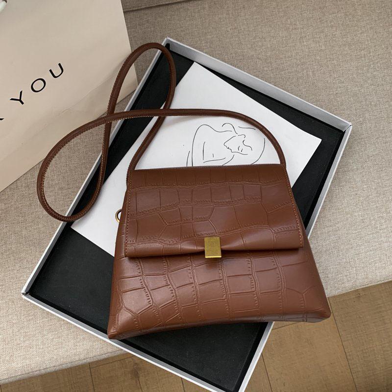 

Women Messenger Bags Simple Design Crossbody Shoulder Bag Casual Soft Leather Flap Women Bag Vintage Satchel Retro Stone Pattern, White shoulder bag
