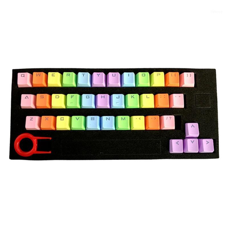 

37 Keys PBT Keycaps Double-Shot Backlit Keycaps Set for Cross Shaft Keyboard(Rainbow Gradient)1