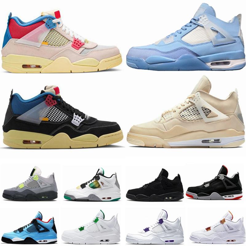 2021 New Arrival White X Sail Bred Men Jumpman 4 4s Womens Basketball Shoes Black Cat Union Nior Sneakers Metallic Purple Mens Trainers