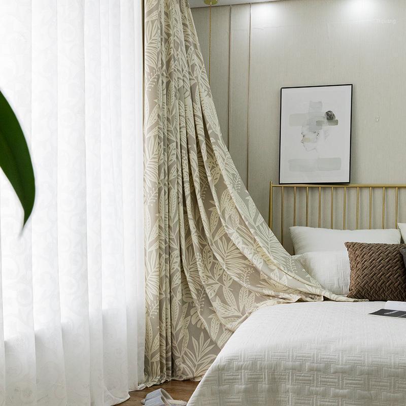 

Factory Modern Simple New Polyester Cotton Calico Curtain Fabric Living Room Bedroom Curtains1, Beige curtain