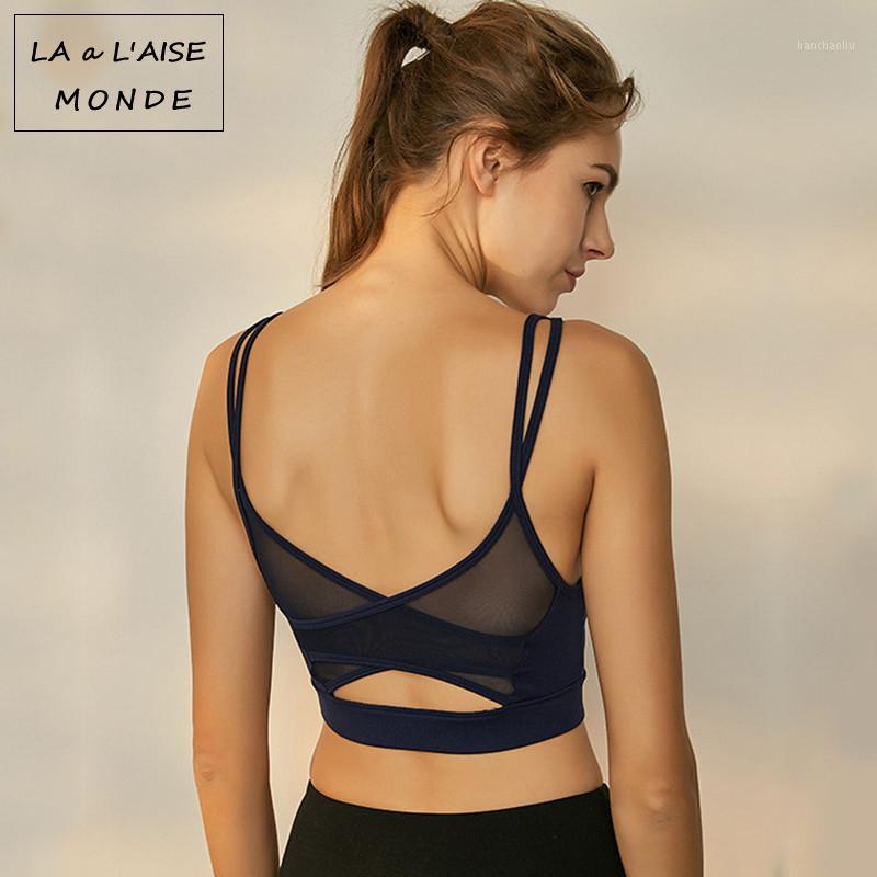 

Women Sexy Mesh Breathable Sports Bra Fitness Shockproof Running Sportswear Underwear Workout Quick Dry Yoga Bra Top Femme Tee1, Gray