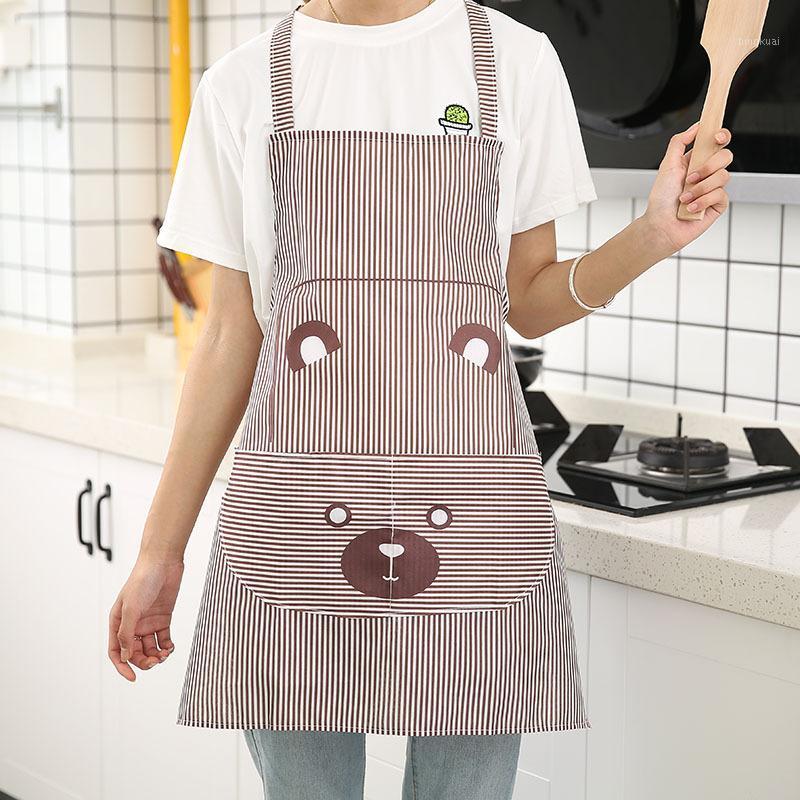 

New Women Apron Fashion Striped with Pockets Apron Home Kitchen Cleaning Accesories For Cooking Baking Anti-oil Polyester1