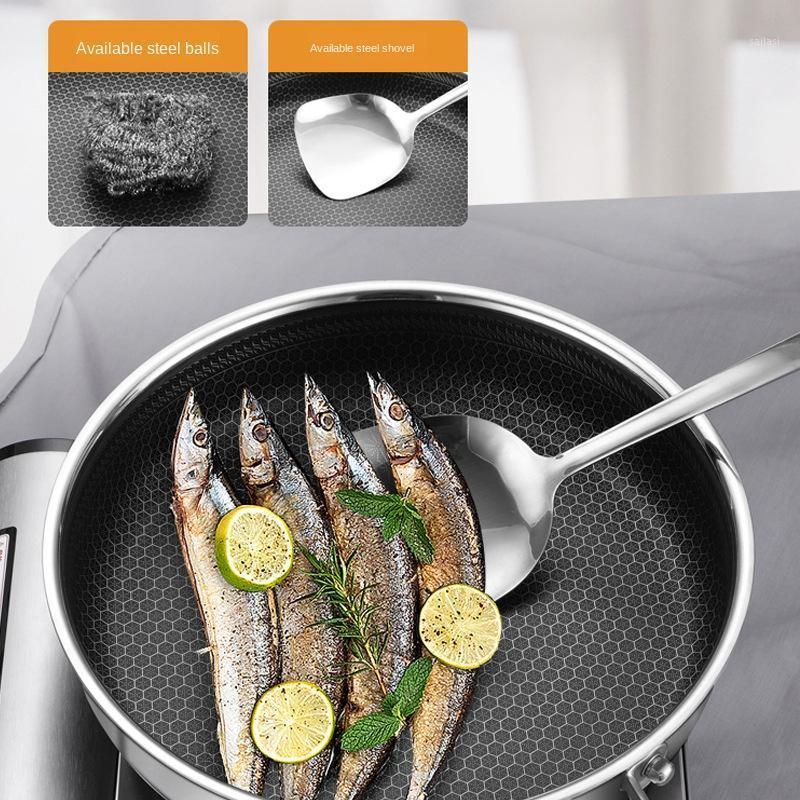 

Durable 316 stainless steel frying pan, fast heat conduction, non stick frying pan, household cooking range1