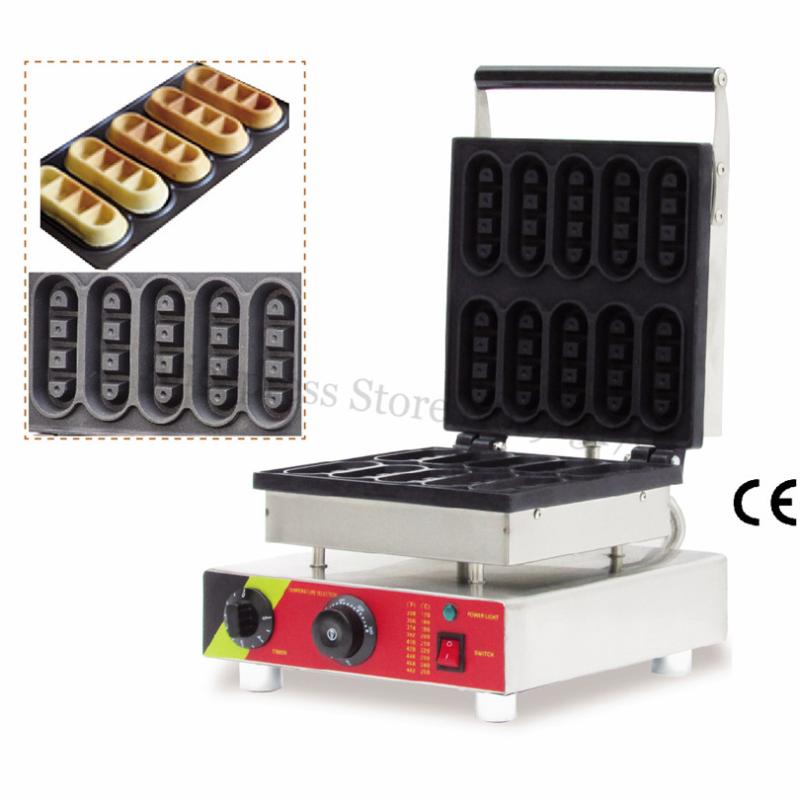 

Bar-shaped Small Waffle Baker Machine Stainless Steel Mini Finger Cookie Waffle Maker 10pcs Molds 220V 110V 1500W