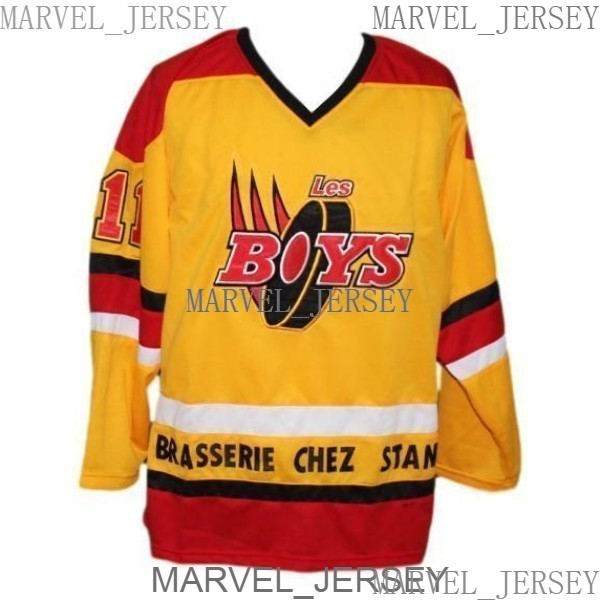 

Any Name Number Les Boys Movie Custom Retro Hockey Jersey Yellow Size XS-5XL Men, Black