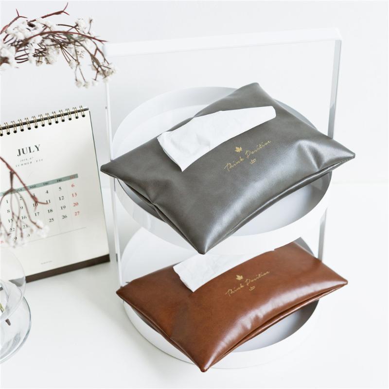 

Nordic Tissue Bag Home Bedroom Paper Towel Sleeve Ins Simple Kitchen Table PU Leather Napkin Case