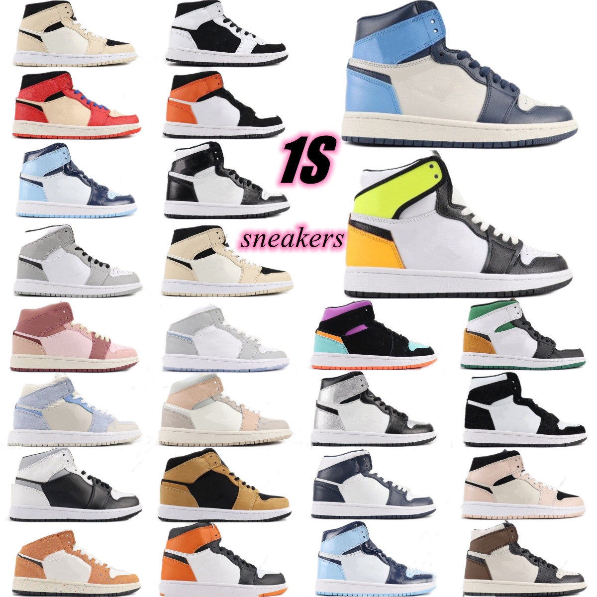 

2022 Fashion Stitching Men Women High-tops Running Shoes Designer Handsome Couples Basketball Shoes Comfortable Trainers Luxury Jumpman 1S Top Quality Sneakers, Color16