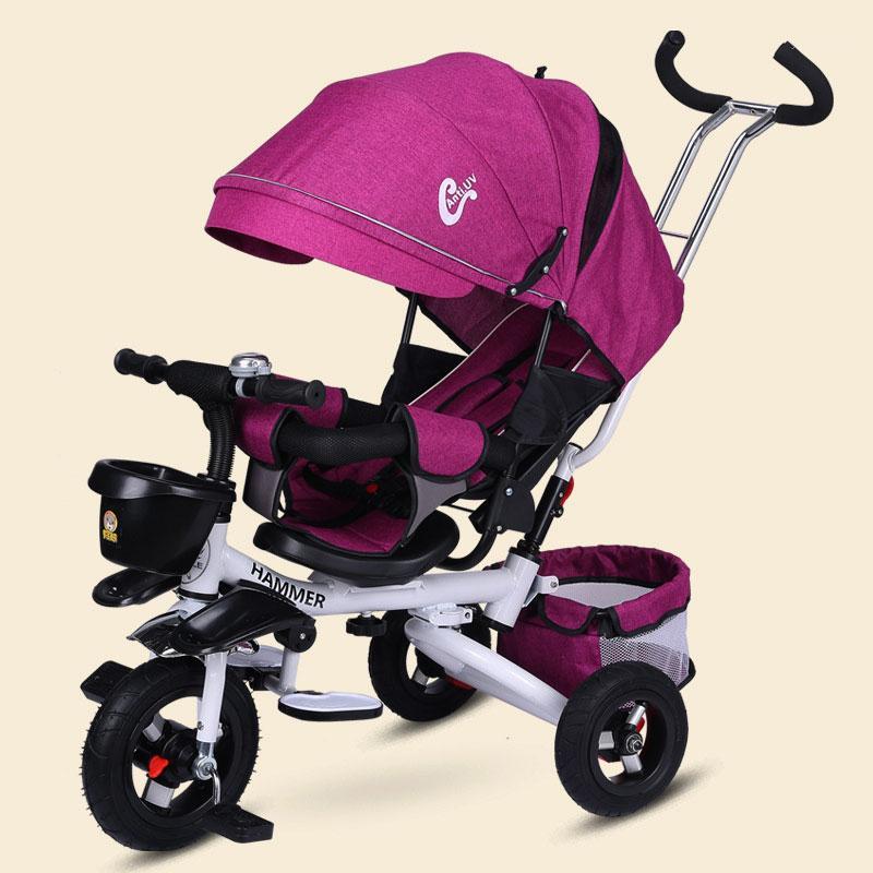 

Multifunction Folding Can Sit and Lie Children's Tricycle Baby Stroller Bicycle Reclining Seat Space Wheel Three Wheel Stroller1