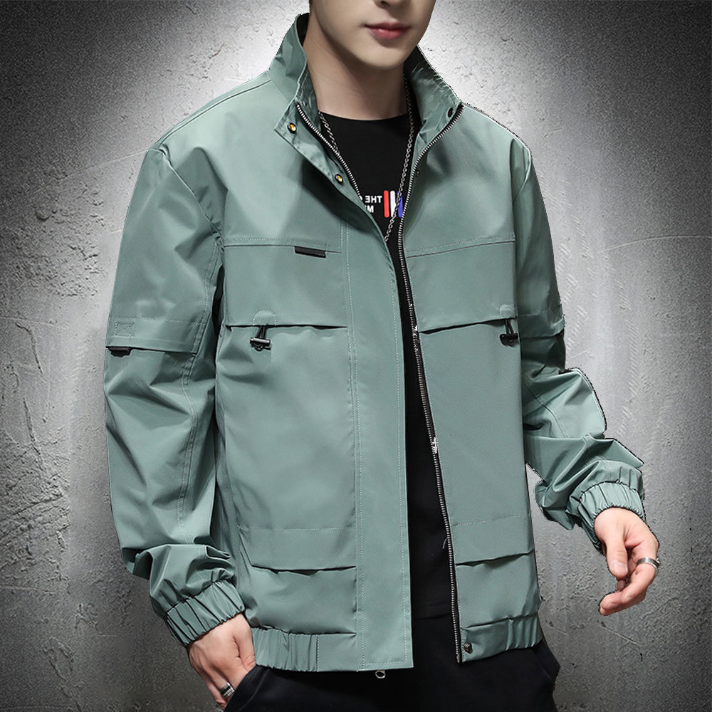 

2020 masculina casual bluso coria moda jaqueta de rua wear gola fina masculino outono estilo safari casaco, Green
