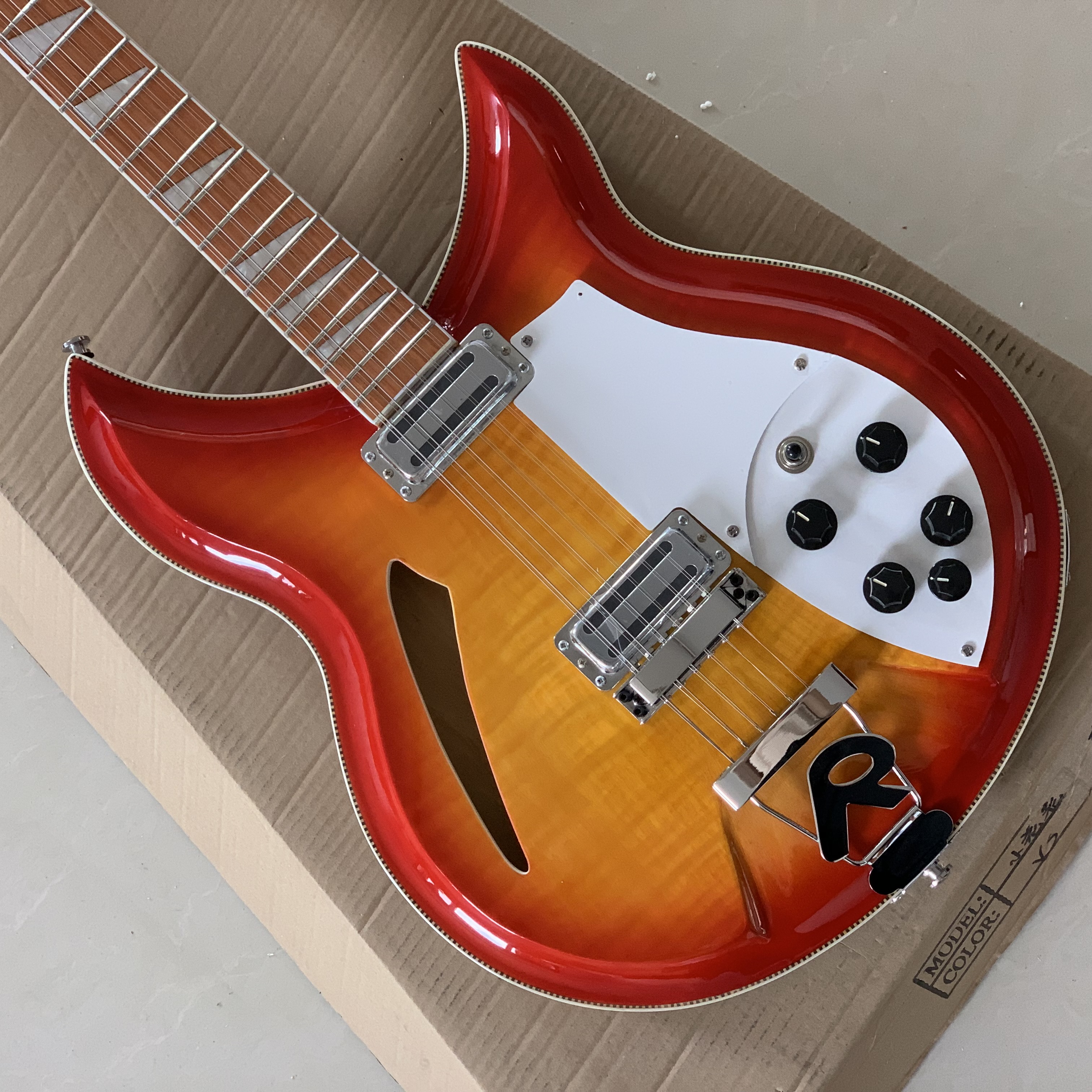 

High quality 12 String Electric Guitar, Ricken 381Electric Guitar, Before and after with Flamed Maple Top free shipping electric guitars