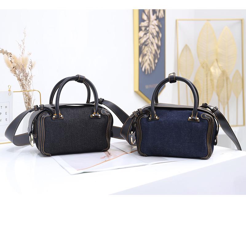 

New Arrival Blue Denim Boston Pillow Bags for Women 2021 Spring Mini Handbags Female Crossbody Shoulder Bag Trend Designer Purse, Black