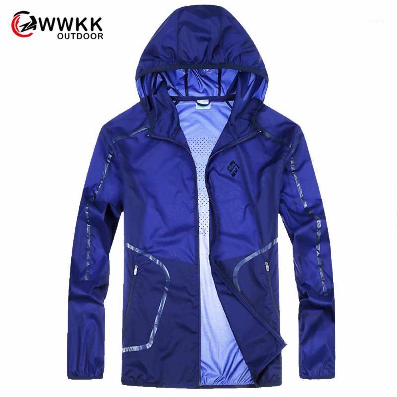

WWKK New Men's Windproof Camping Hiking Jacket Outdoor Sports Leisure Thin Section Breathable Men's Hooded Travel Hiking Jackets1, White
