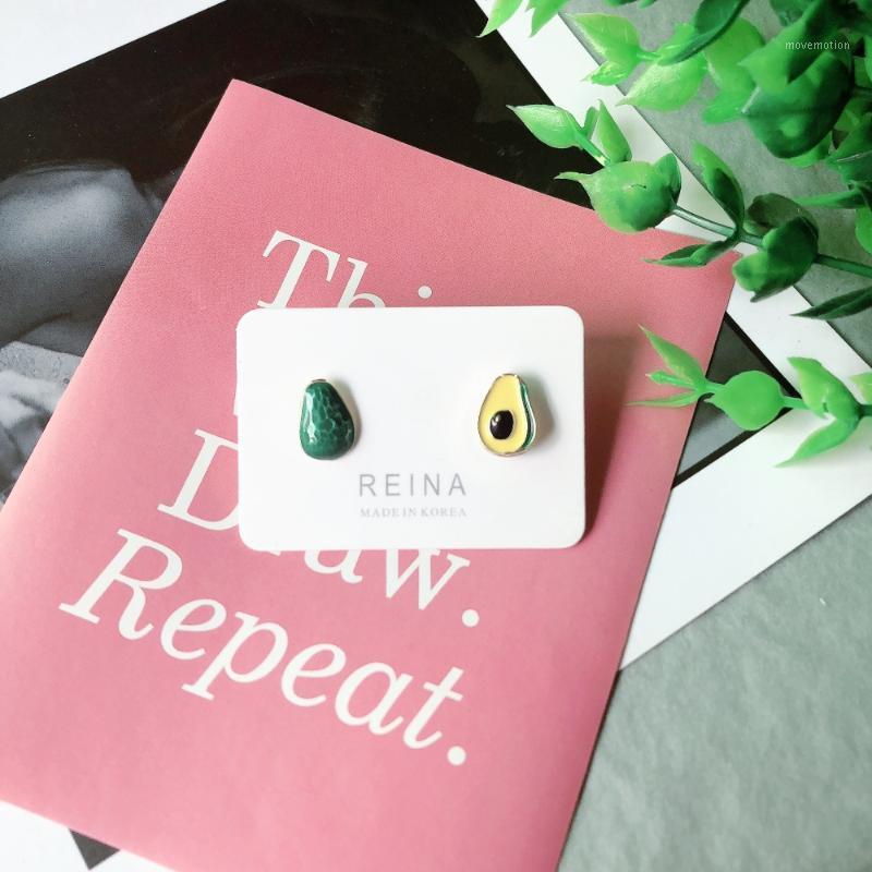 

SQUERIM S925 Korean Earring Enamel Stud Earrings Ear Accessories Cute Fruit Avocado Earings For Girl Jewel1