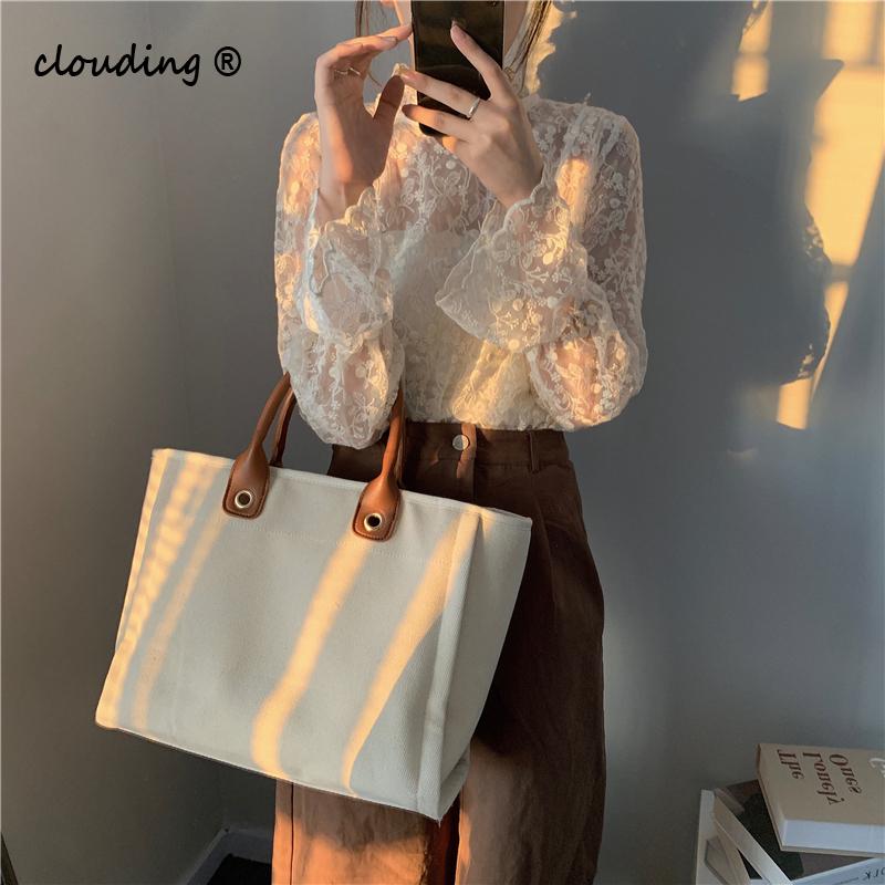 

Women Canvas Handbags Large Shoulder Bags Ladies Designer Tote Bags Female Casual Handbags Bolsa Feminina sac a main femme, With chain straps
