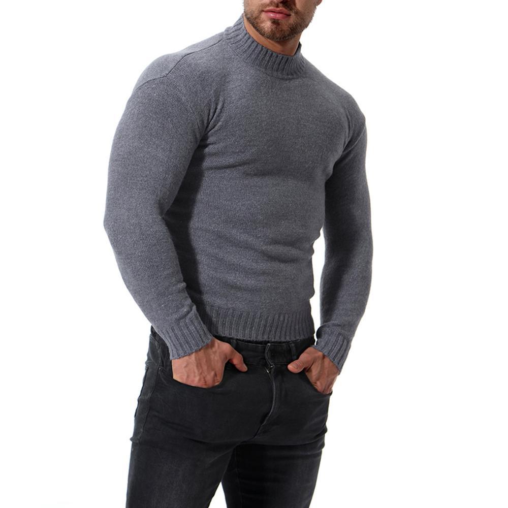 

2021 New Long Sleeve Men Style Slim Knitted Gray Sweater 3ng7, Dark grey