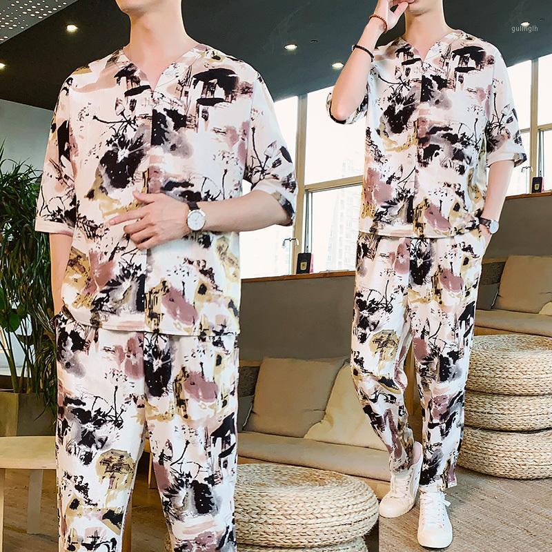 

Chinese Style Summer Sweatsuit Men Short Set Jogginganzug Herren Contrast Mens Set 2 Piece Men Moda Hombre Tracksuit1, Other