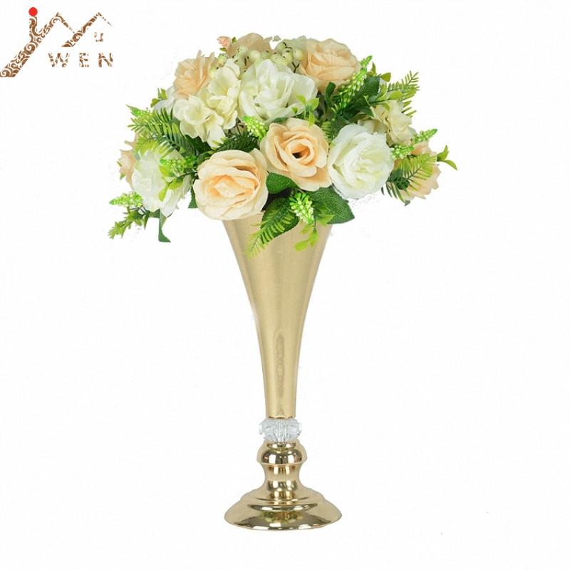 

10 PCS/LOT Metal Vase Wedding Table Centerpieces Event Floor Flower Pot Vases Pillar Road Lead Party Flower Stand Home Decor