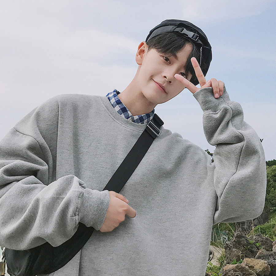 

Harajuku Oversize Men' Hoodies Autumn Solid wool Warm coat Male hip hop sweater Streetwear, White