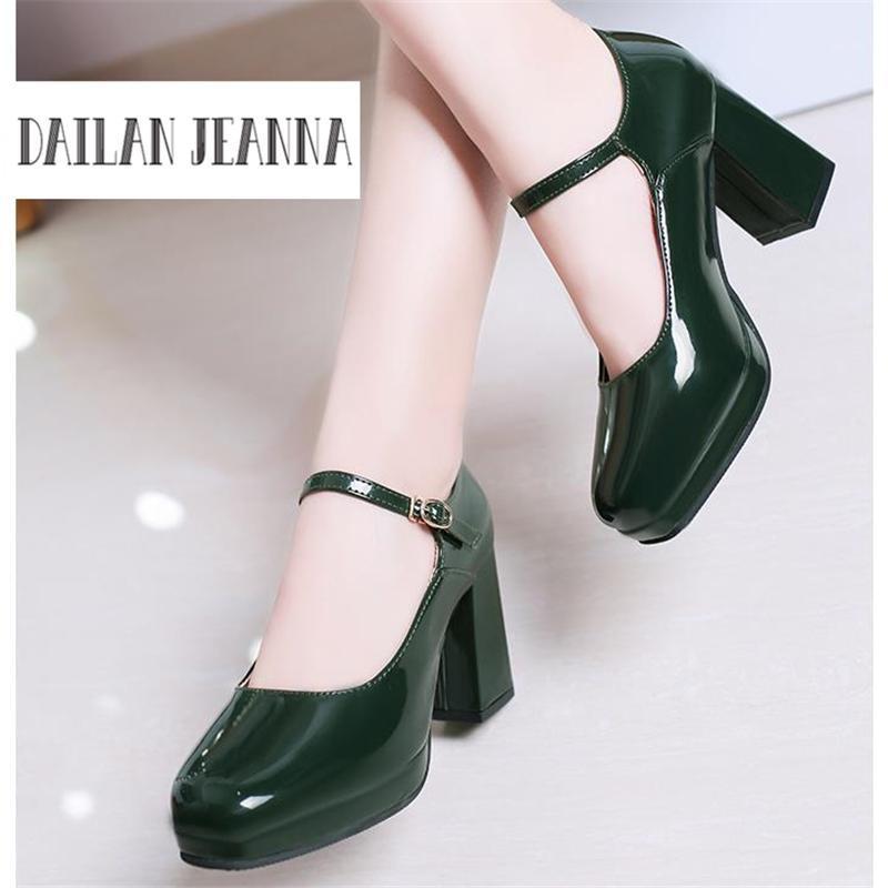 

Dailan Jeanna Shoes Woman 2021 New High Heels Spring Ladies Pumps Summer Two Piece Thick Heels Footwear Ankle Strap Shoes 34-391, Black